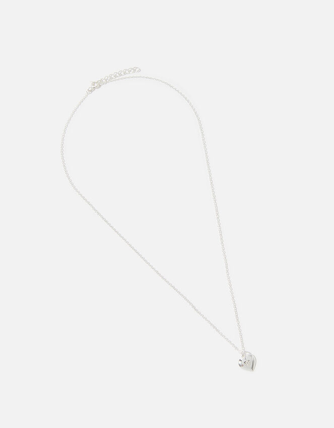 Sterling Silver Star Heart Necklace, , large