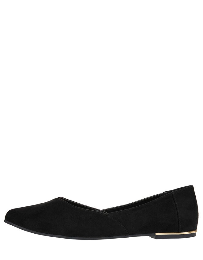 Pointed Ballerina Flats, Black (BLACK), large