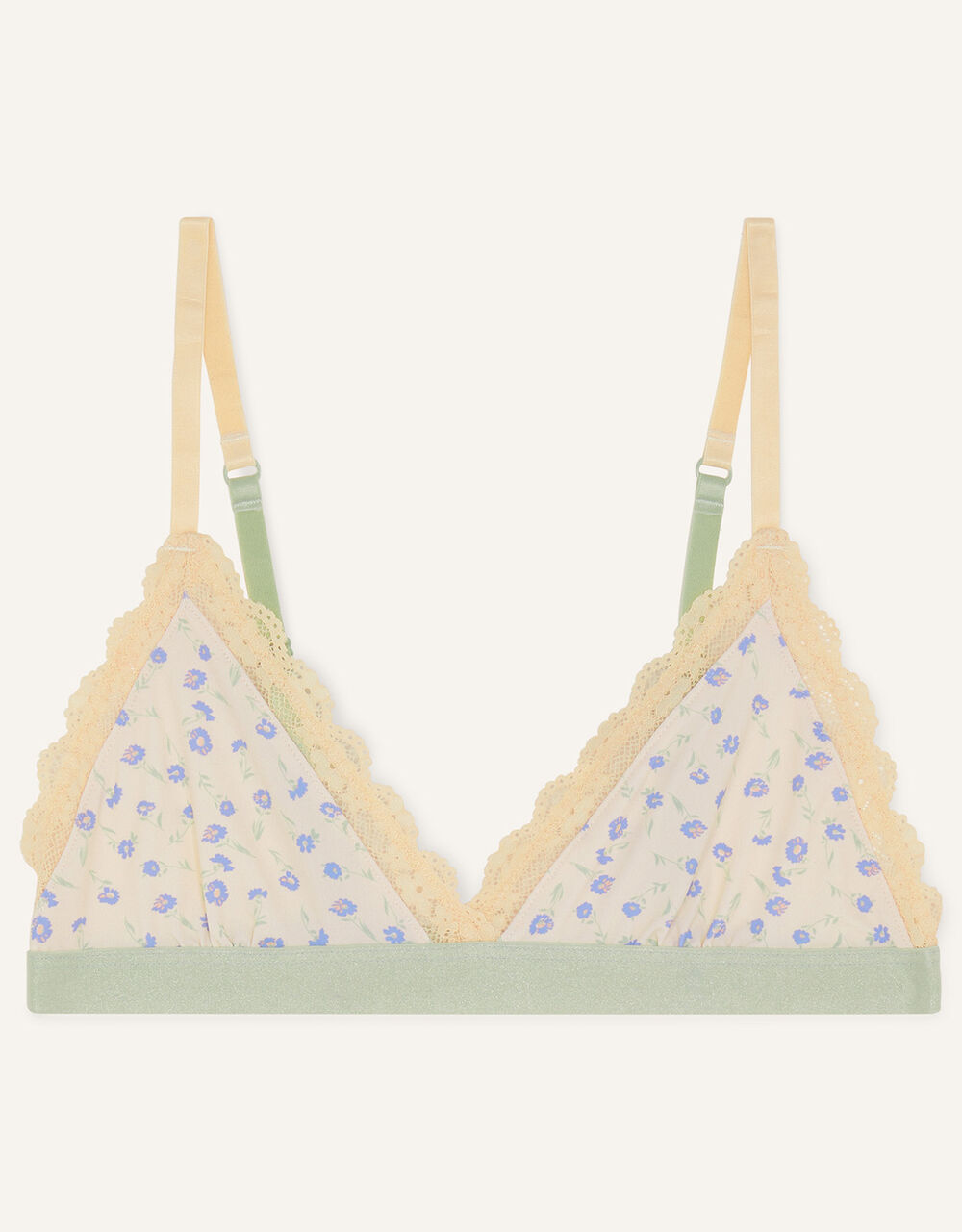 Ditsy Lace Trim Bralet, Ivory (IVORY), large