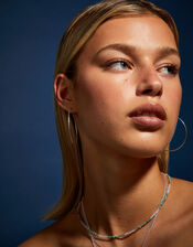 Sterling Silver-Plated Large Diamond Cut Hoop Earrings, , large