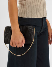 Pleated Satin Clutch Bag, , large