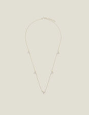 Sterling Silver Diamante Trio Station Necklace, , large