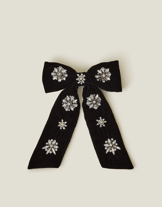 Gem Encrusted Bow Hair Clip, , large