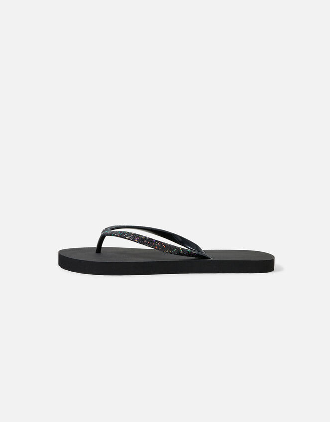 Glitter Flip Flops, Black (BLACK), large
