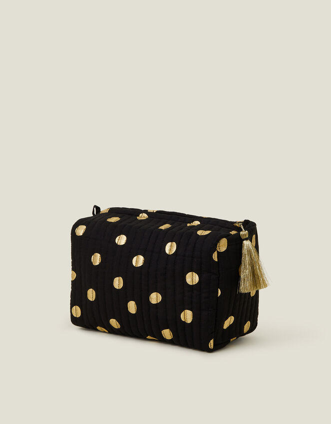 Large Quilted Polka Dot Wash Bag, , large
