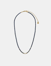 14ct Gold-Plated Pearl Beaded Necklace, Blue (BLUE), large
