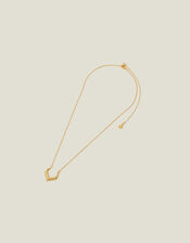 14ct Gold-Plated Sparkle V-Pendant Necklace, , large