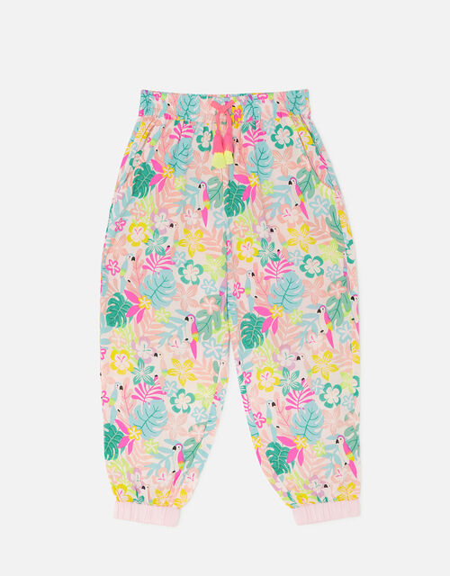 Girls Tropical Print Hareem Trousers, Multi (BRIGHTS-MULTI), large