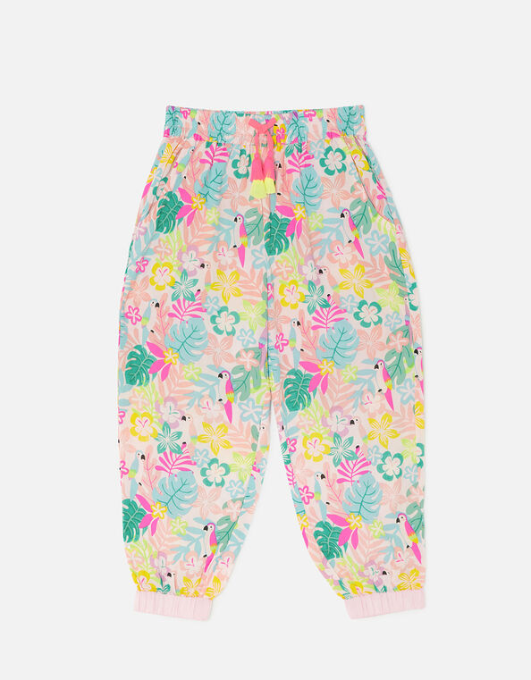 Girls Tropical Print Hareem Trousers Multi, Multi (BRIGHTS-MULTI), large