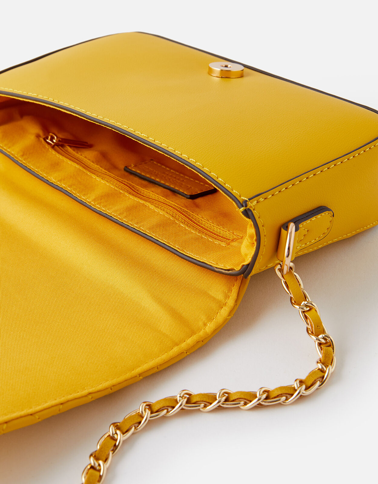 Quinn Quilted Chain Cross Body Bag Yellow Cross body bags Accessorize ROI