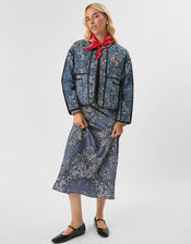 Paisley Print Quilted Jacket, Blue (BLUE), large