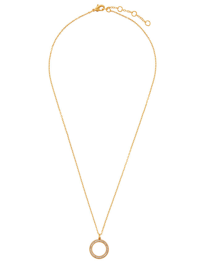 Gold-Plated Pave Circle Necklace, , large