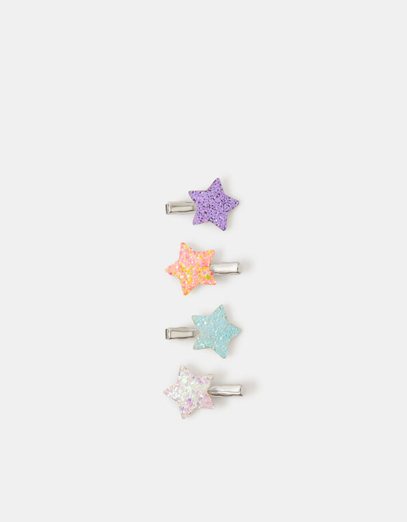4-Pack Girls Glitter Star Hair Clips, , large