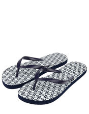Monogram Print EVA Flip-Flops, Blue (NAVY), large