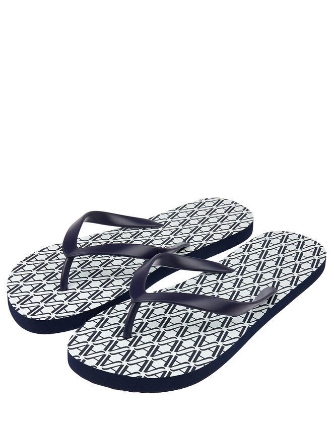 Monogram Print EVA Flip-Flops, Blue (NAVY), large
