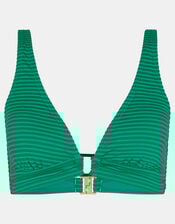 Stripe Texture Bikini Top, Green (GREEN), large
