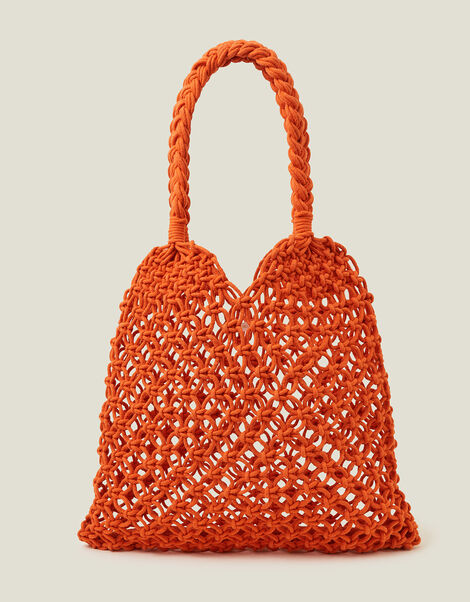 Open Weave Shopper Bag, Orange (ORANGE), large