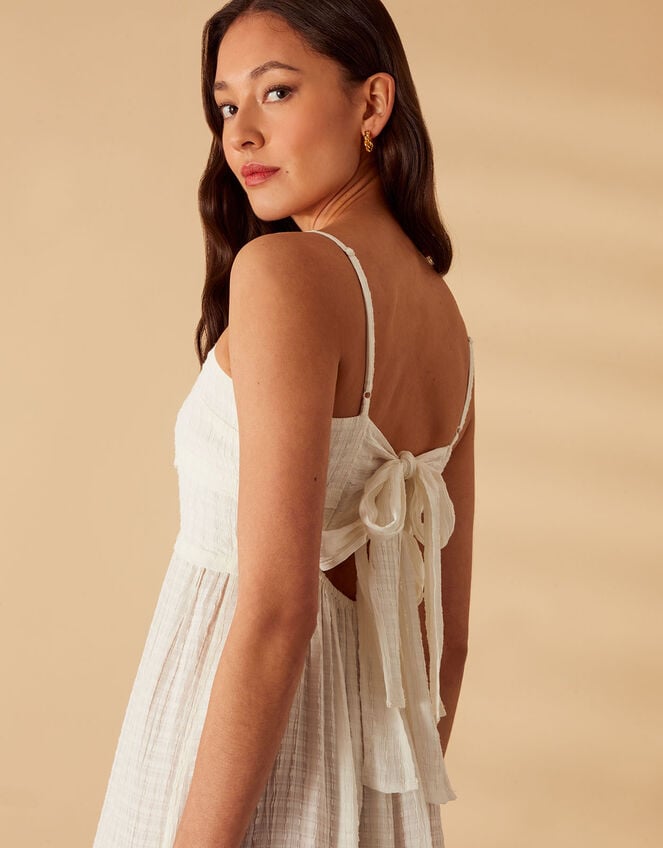 Strappy Bow Back Dress, Ivory (IVORY), large