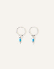 Sterling Silver Spike Charm Hoop Earrings, , large