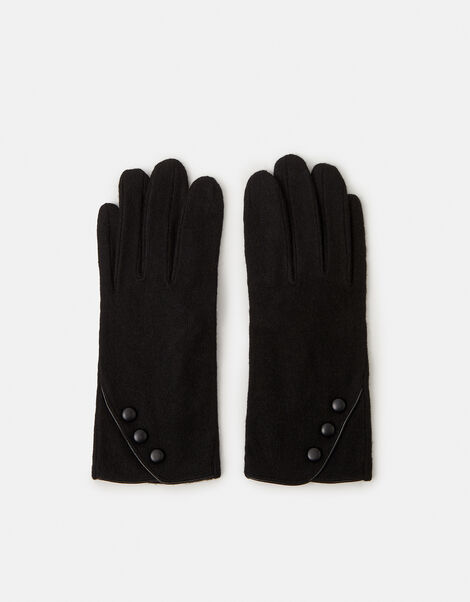 Plain Wool Gloves, Black (BLACK), large