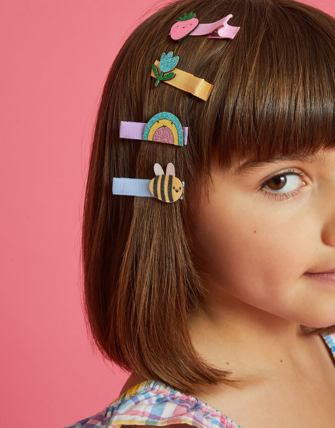 4-Pack Girls Spring Garden Salon Hair Clips, , large