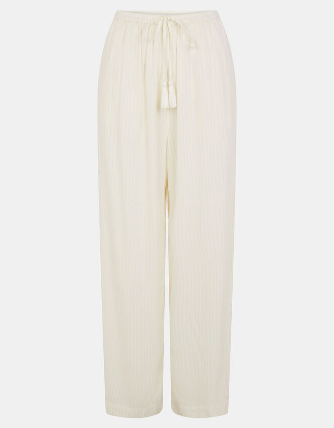 Stripe Wide Leg Beach Trousers, Ivory (IVORY), large