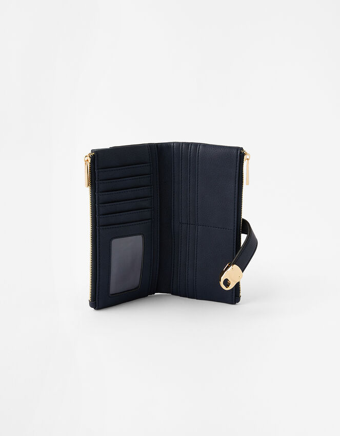 Freya Push Lock Wallet , Blue (NAVY), large