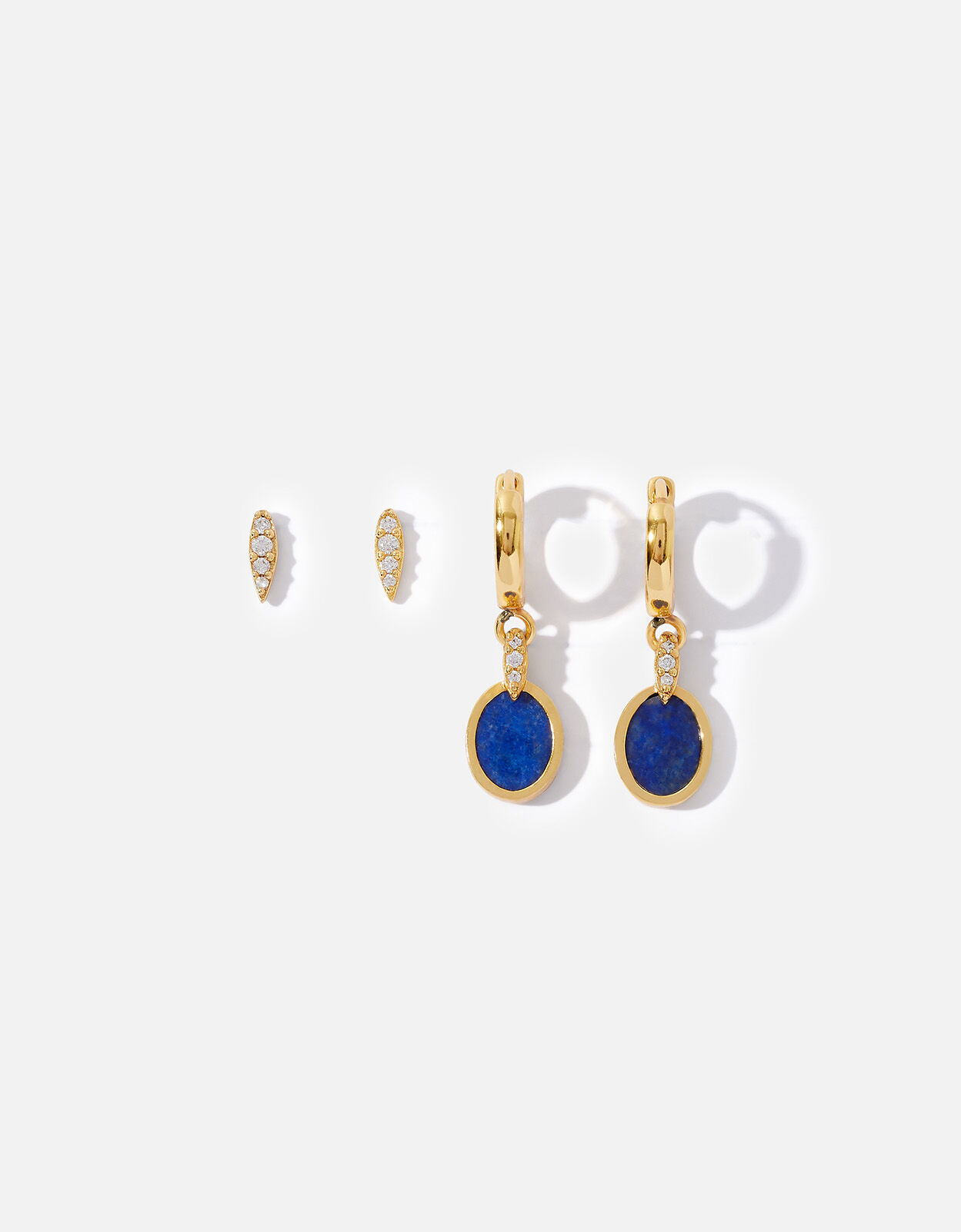 Gold-Plated Lapis Lazuli Earrings Set 