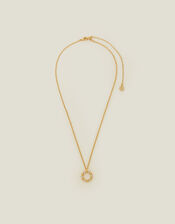 14ct Gold-Plated Flower Circle Pendant Necklace, , large