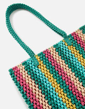 Stripe Macrame Shopper Bag, , large