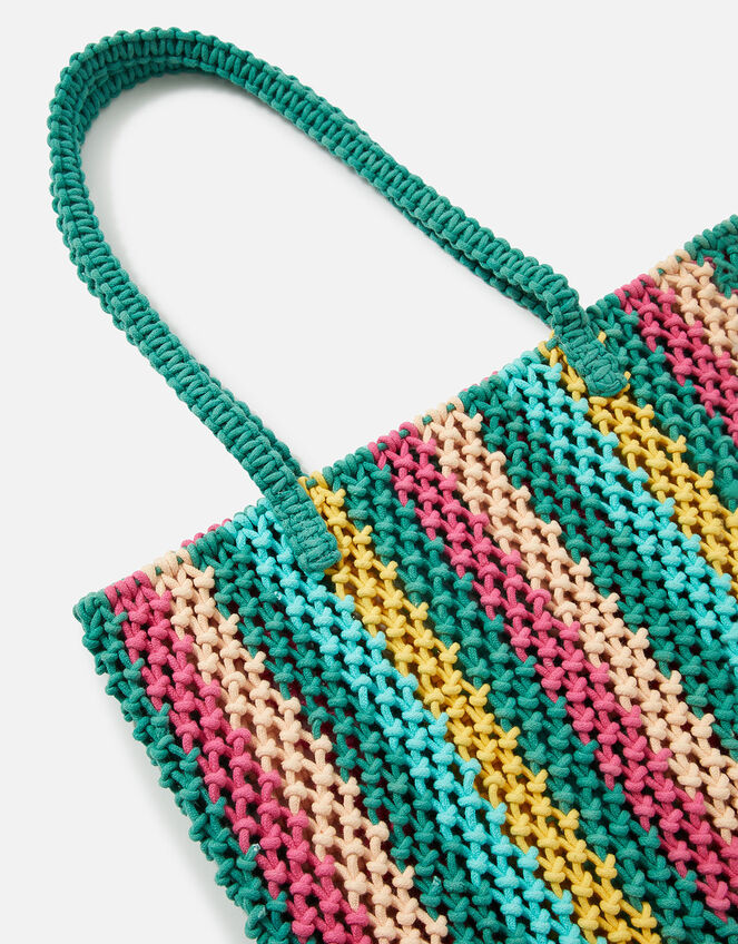 Stripe Macrame Shopper Bag, , large