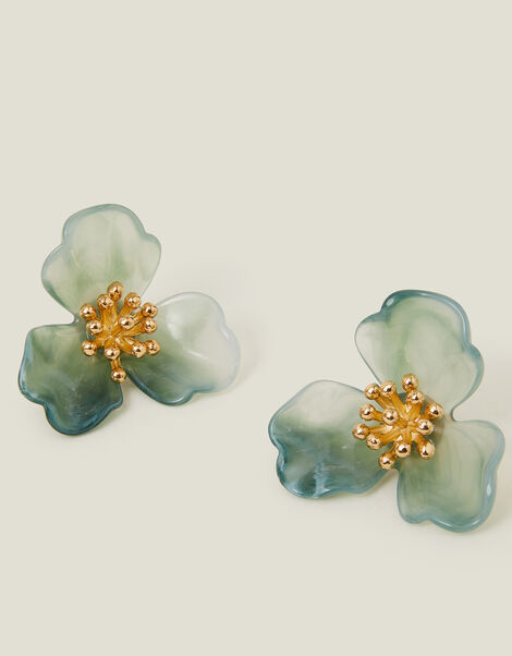 Resin Flower Statement Stud Earrings, , large