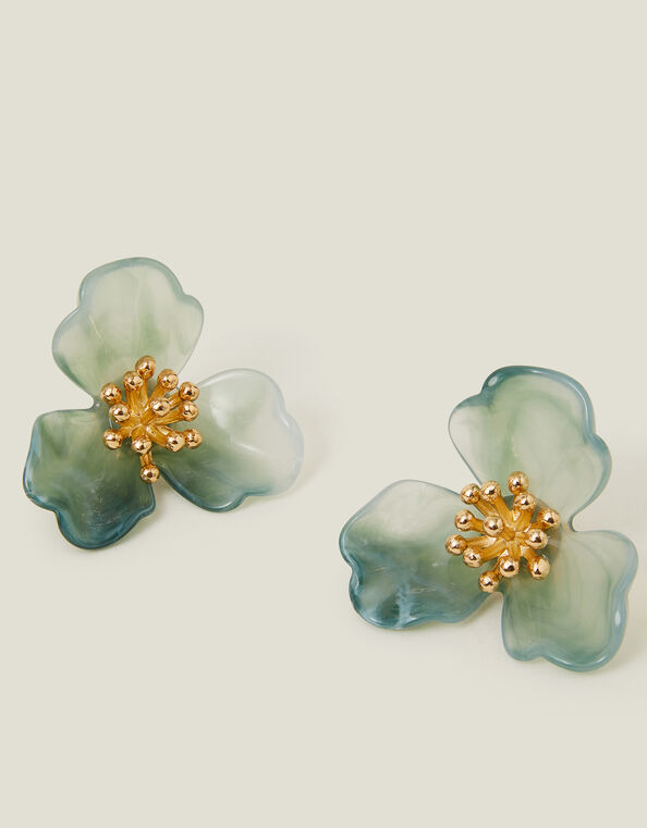 Resin Flower Statement Stud Earrings, , large