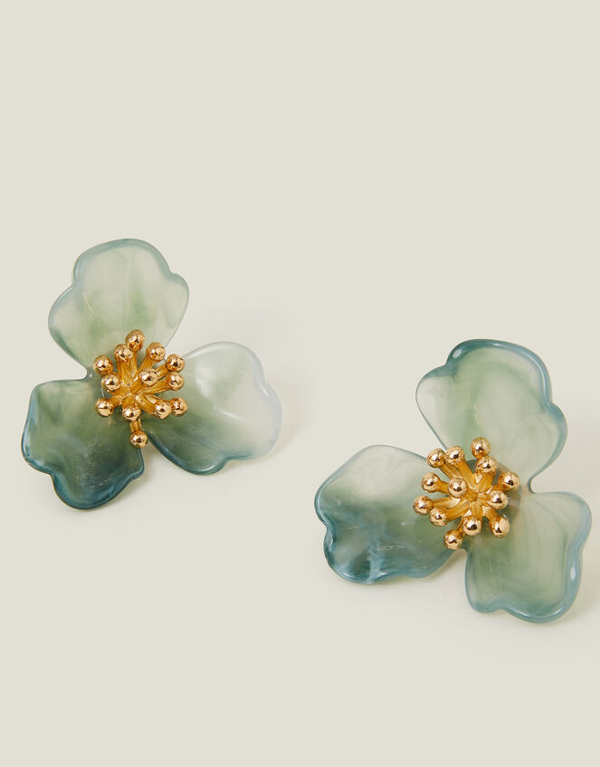 Resin Flower Statement Stud Earrings, , large