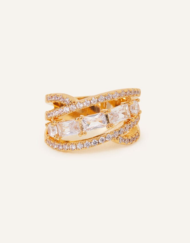 14ct Gold-Plated Sparkle Stone Ring, Gold (GOLD), large