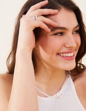 Platinum-Plated Smooth Irregular Ring Set of Two, Silver (SILVER), large