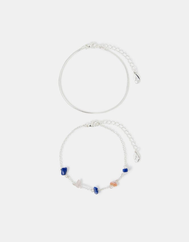 2-Pack Stone Chain Anklets, , large