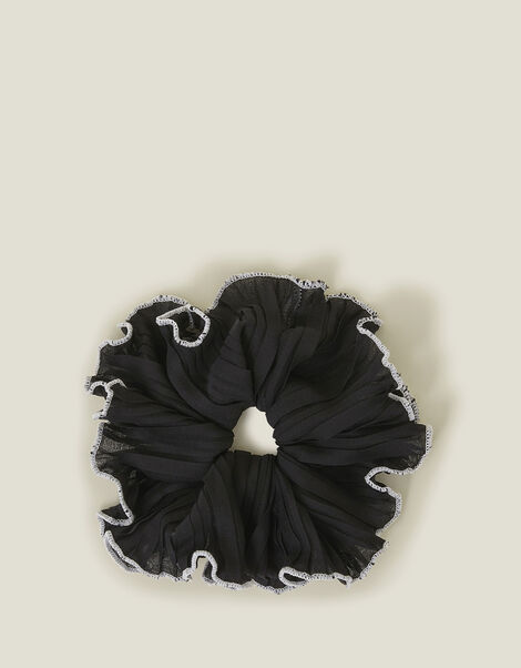 Oversized Contrast Trim Scrunchie, Black (BLACK), large