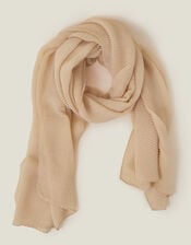 Lightweight Pleated Scarf, Natural (CHAMPAGNE), large