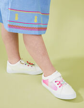Girls Ombre Glitter Trainers, White (WHITE), large