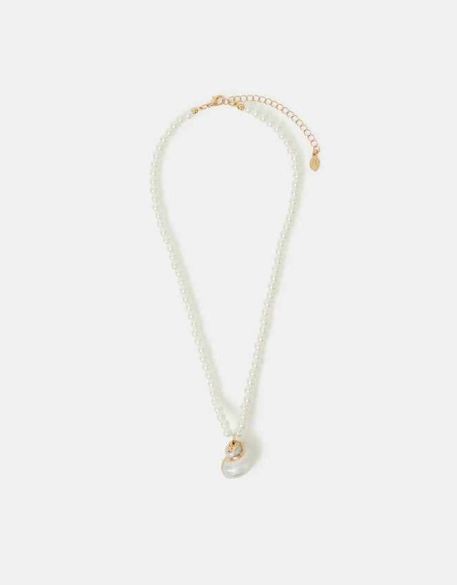 Shell Pendant Pearl Necklace, , large