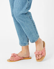 Suede Bow Sliders, Pink (PINK), large