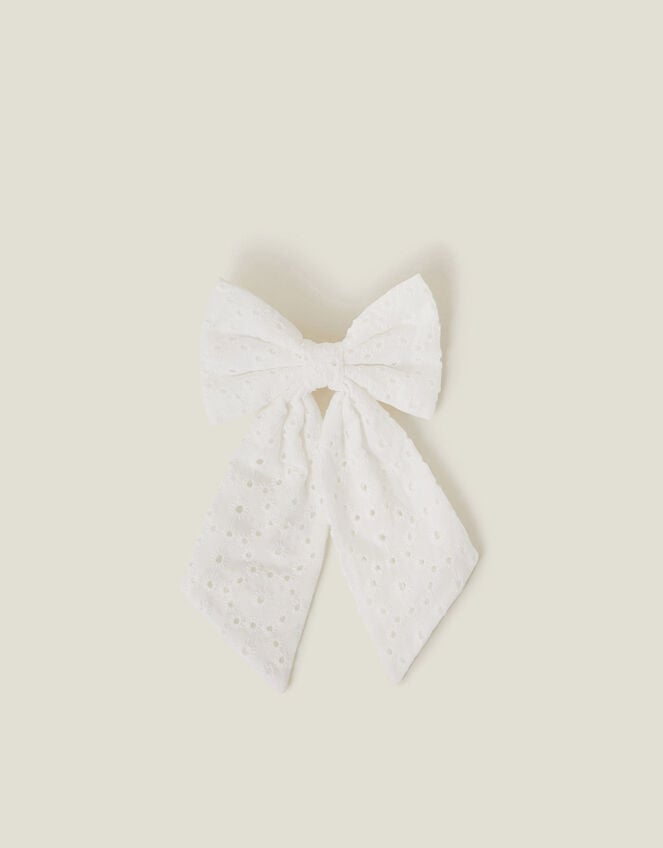 Broderie Bow Barrette Hair Clip, , large