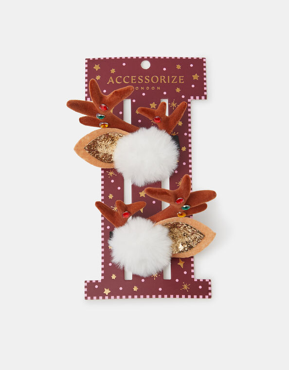 2-Pack Christmas Reindeer Hair Clips, , large