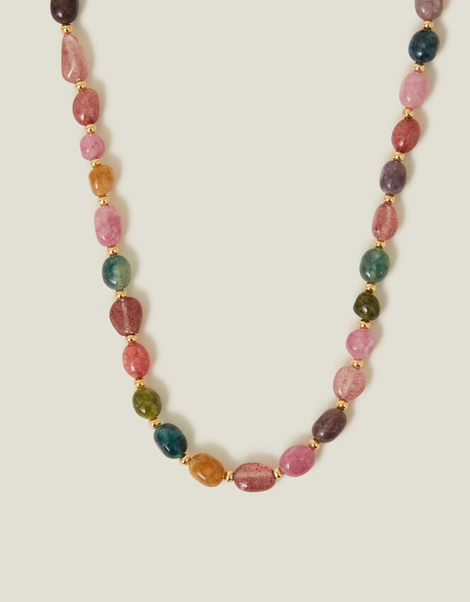 14ct Gold-Plated Tourmaline Pebble Necklace, , large