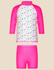 Girls Ditsy Print Long Sleeve Swim Set, Multi (BRIGHTS-MULTI), large