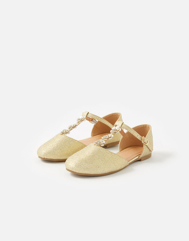Flower Strap Ballerina Flats , Gold (GOLD), large