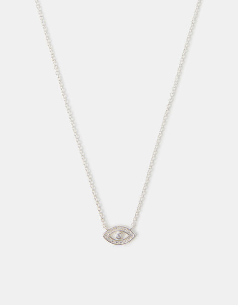 Sterling Silver Evil Eye Pendant Necklace, , large