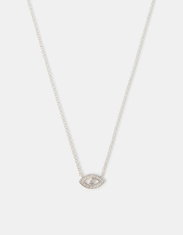 Sterling Silver Evil Eye Pendant Necklace, , large