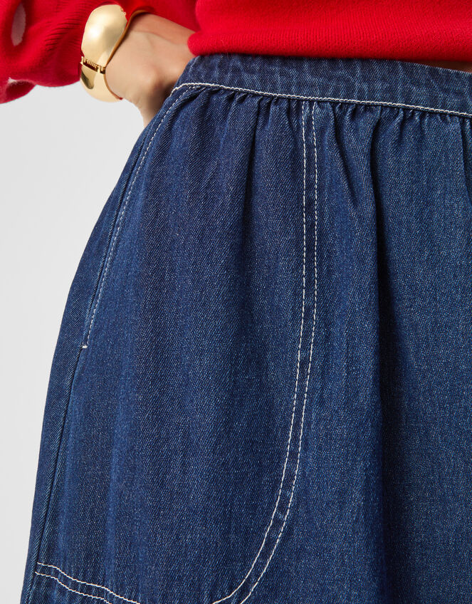 A-Line Denim Midi Skirt, DENIM, large